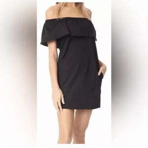 Splendid Women's Black LBD Tropic Cotton Stretch Off-Shoulder Mini Dress Size XS